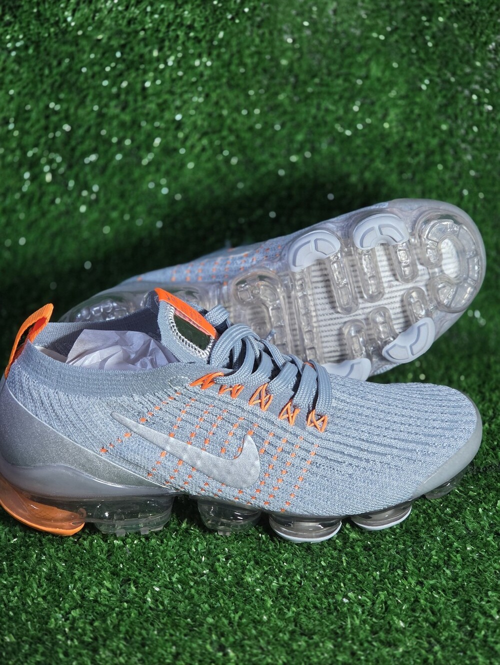 Nike Aviator Grey Orange Knit Sneakers Vapormax Men Size 7 - Picture 8 of 9